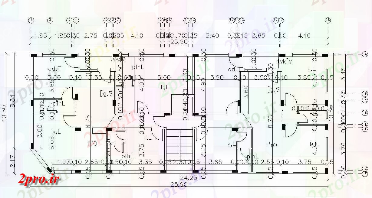 دانلود  نقشه مسکونی ، ویلا ، دوبلکس ، اپارتمان 10×25 متر (کد29411)