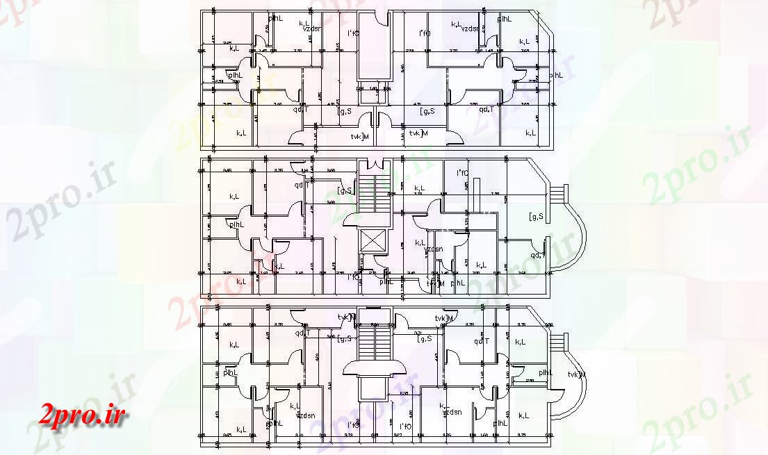 دانلود  نقشه مسکونی ، ویلا ، دوبلکس ، اپارتمان 10×27 متر (کد29415)