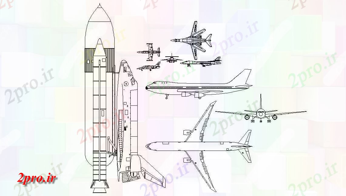 دانلود  نقشه هواپیما ، موشک ، هلی کوپتر   (کد29421)