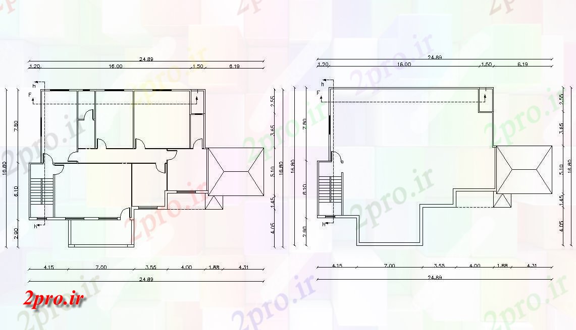 دانلود  نقشه مسکونی ، ویلا ، دوبلکس ، اپارتمان 16×24 متر (کد29426)