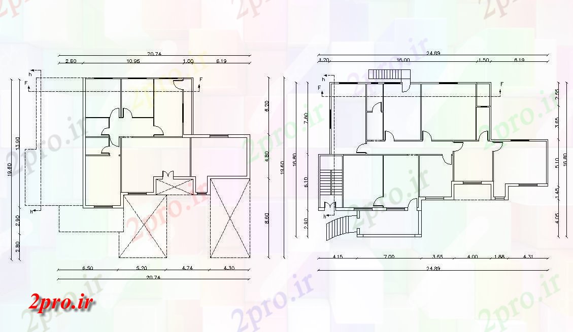 دانلود  نقشه مسکونی ، ویلا ، دوبلکس ، اپارتمان 20×19 متر (کد29427)