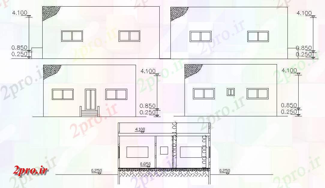 دانلود  نقشه نما و برش ساختمان ، برج ، اپارتمان   (کد29435)