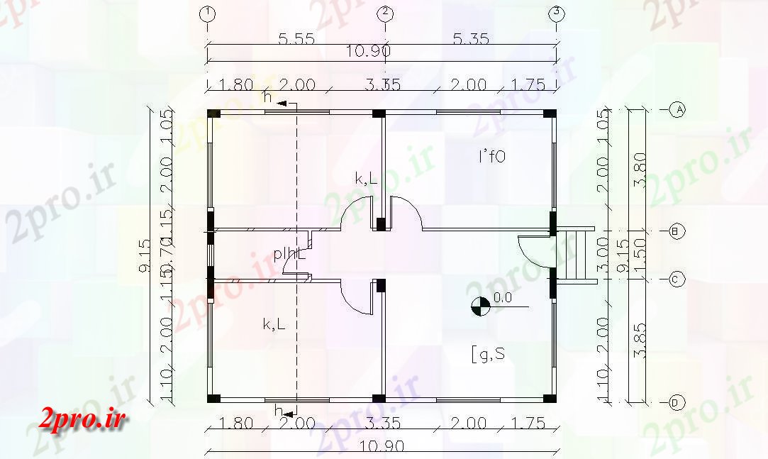 دانلود  نقشه مسکونی ، ویلا ، دوبلکس ، اپارتمان 9×10 متر (کد29436)