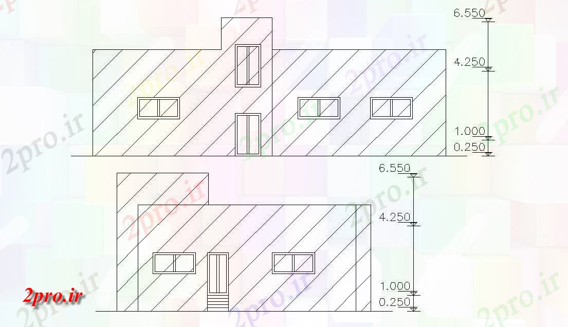 دانلود  نقشه نما و برش ساختمان ، برج ، اپارتمان   (کد29449)