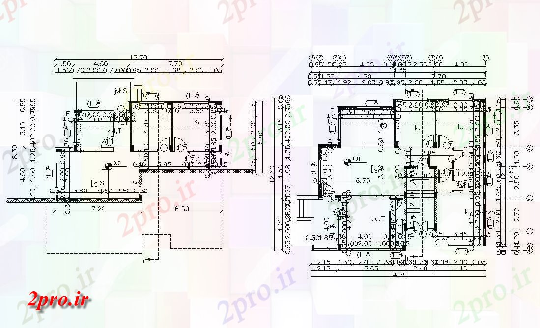 دانلود  نقشه مسکونی ، ویلا ، دوبلکس ، اپارتمان 12×13 متر (کد29450)