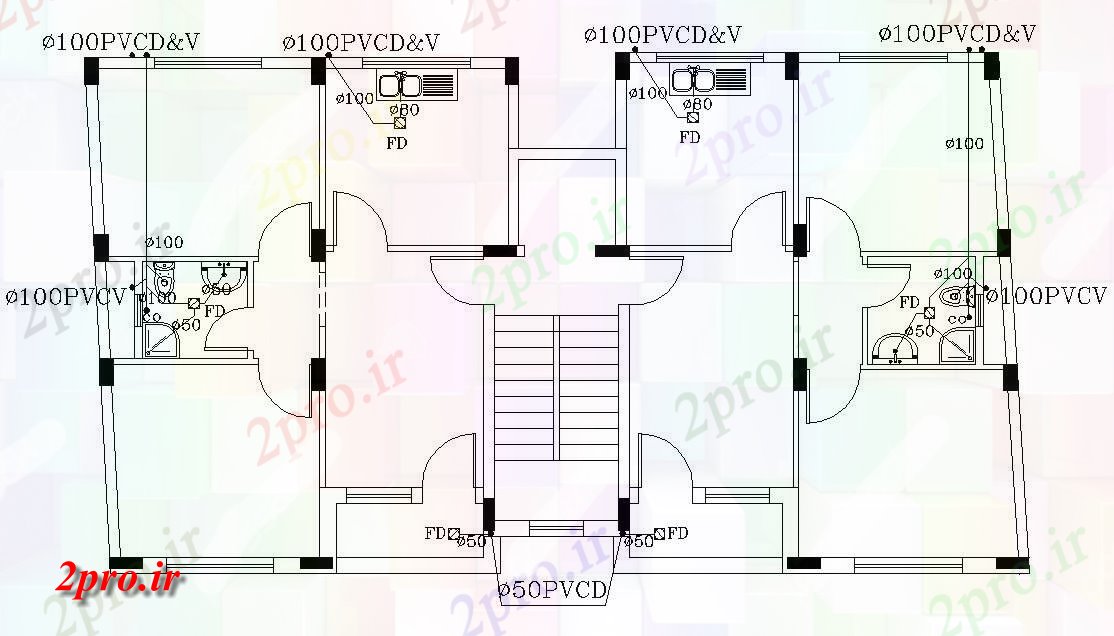 دانلود  نقشه مسکونی ، ویلا ، دوبلکس ، اپارتمان 9×17 متر (کد29459)