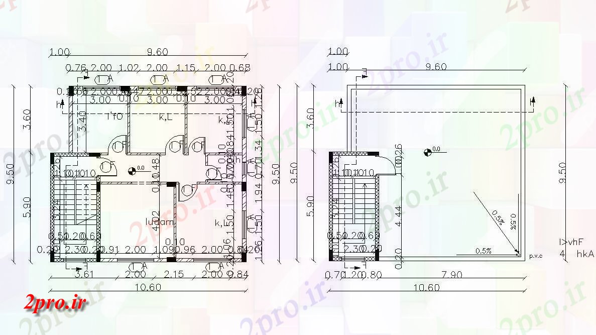 دانلود  نقشه مسکونی ، ویلا ، دوبلکس ، اپارتمان 10×10 متر (کد29460)