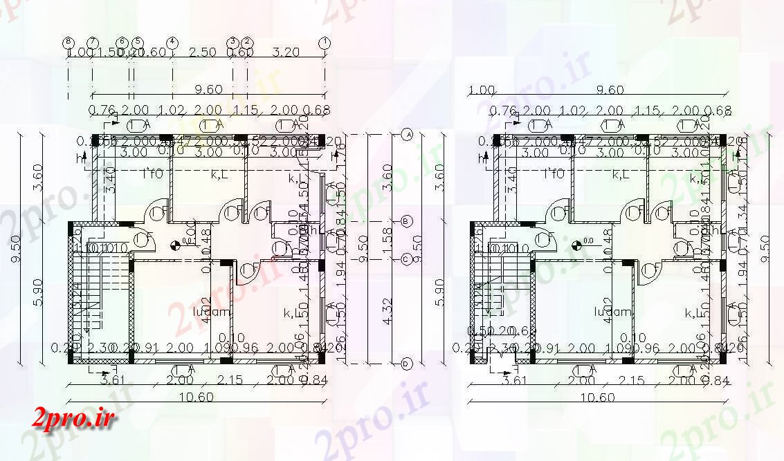 دانلود  نقشه مسکونی ، ویلا ، دوبلکس ، اپارتمان 9×10 متر (کد29461)