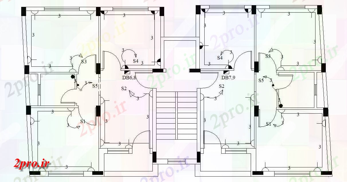 دانلود  نقشه مسکونی ، ویلا ، دوبلکس ، اپارتمان 9×17 متر (کد29465)