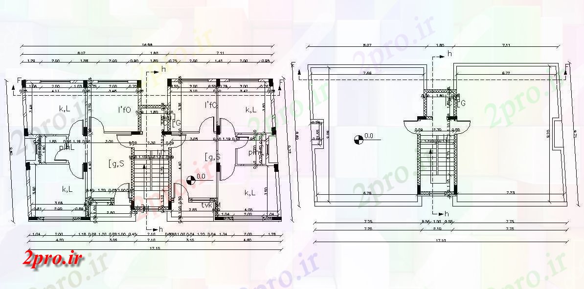 دانلود  نقشه مسکونی ، ویلا ، دوبلکس ، اپارتمان 9×16 متر (کد29475)