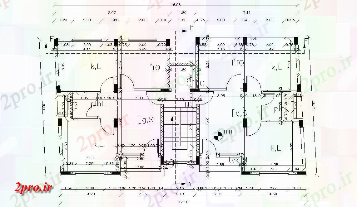 دانلود نقشه مسکونی ، ویلا ، دوبلکس ، اپارتمان 9×16 متر 9 در 17 متر (کد29476)