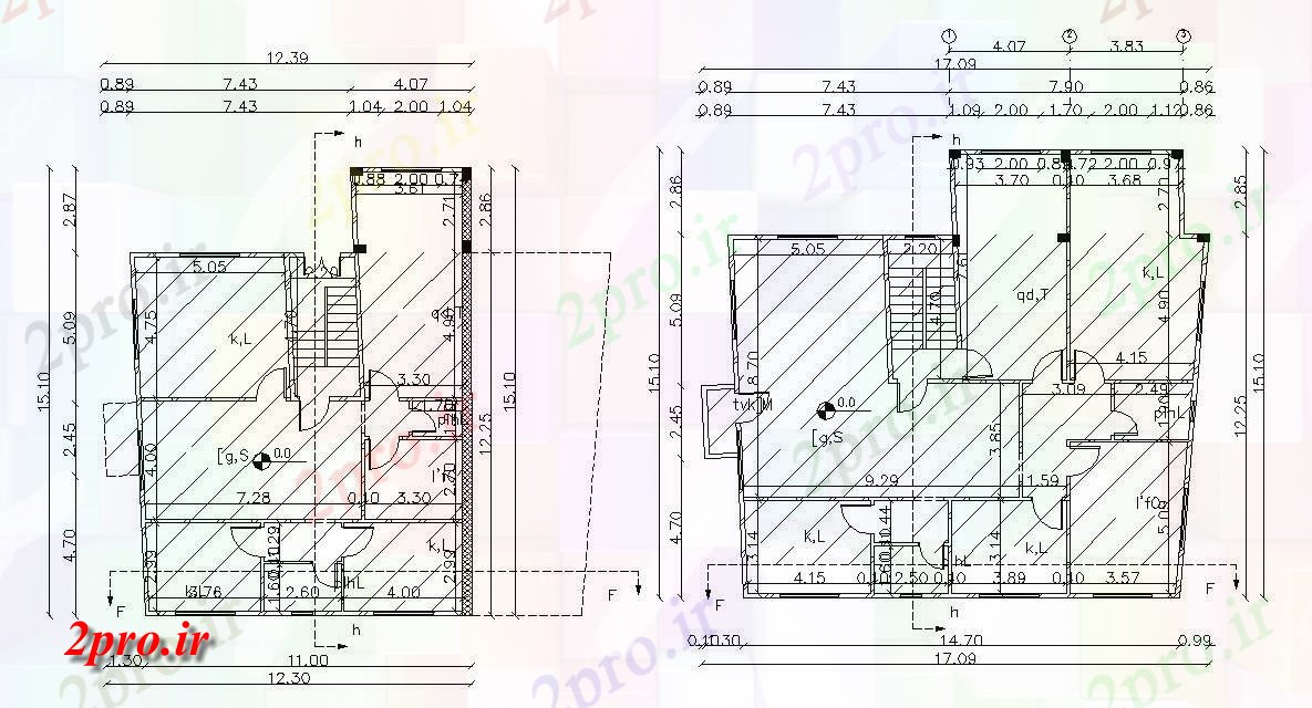 دانلود  نقشه مسکونی ، ویلا ، دوبلکس ، اپارتمان 12×15 متر (کد29485)