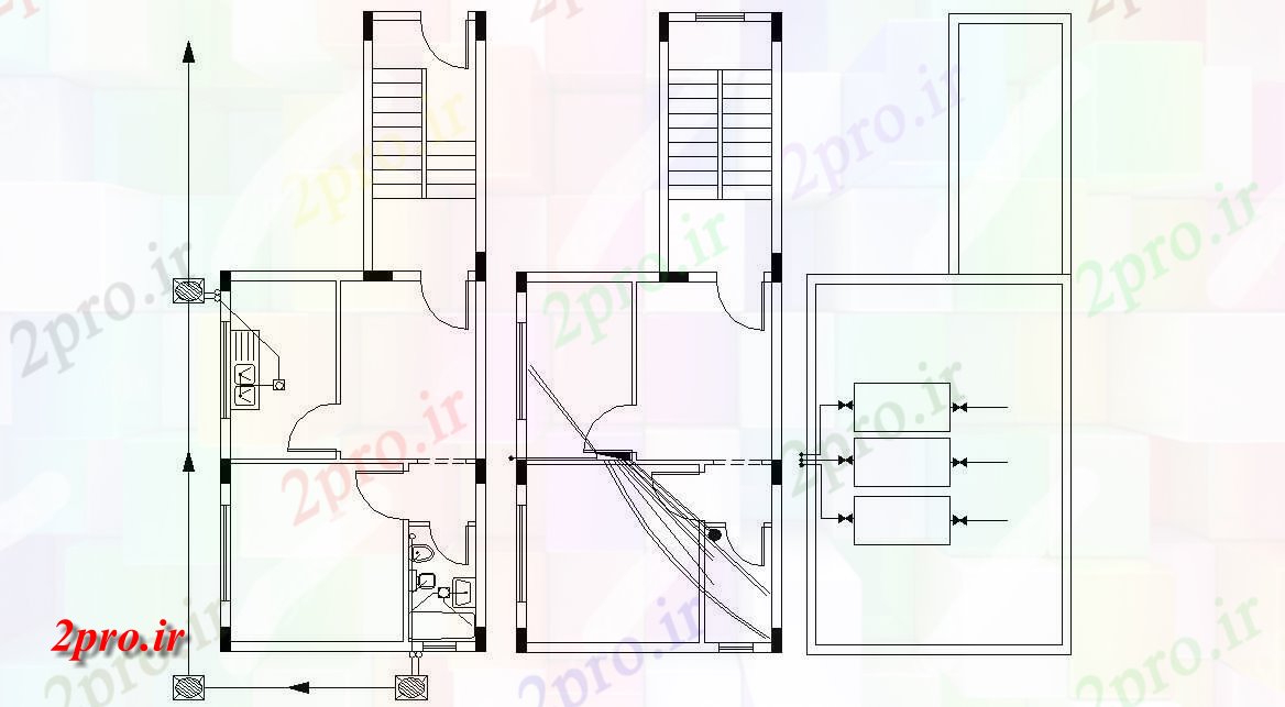 دانلود  نقشه ستون گذاری ساختمان مسکونی کوچک 5×13 متر (کد29504)