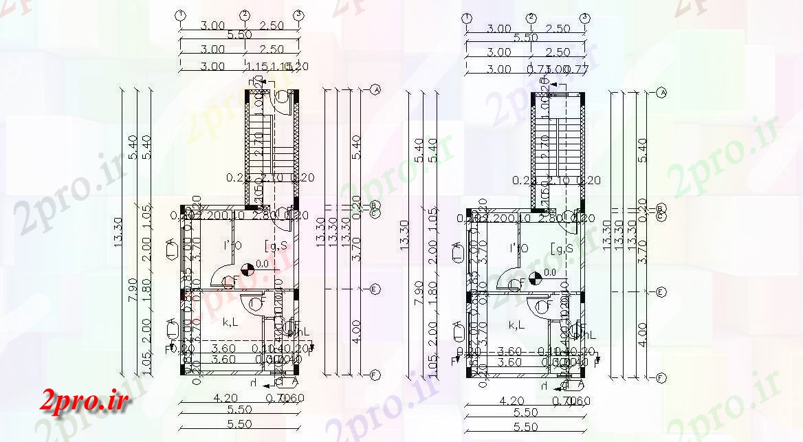 دانلود  نقشه مسکونی ، ویلا ، دوبلکس ، اپارتمان کوچک 5×13 متر (کد29505)