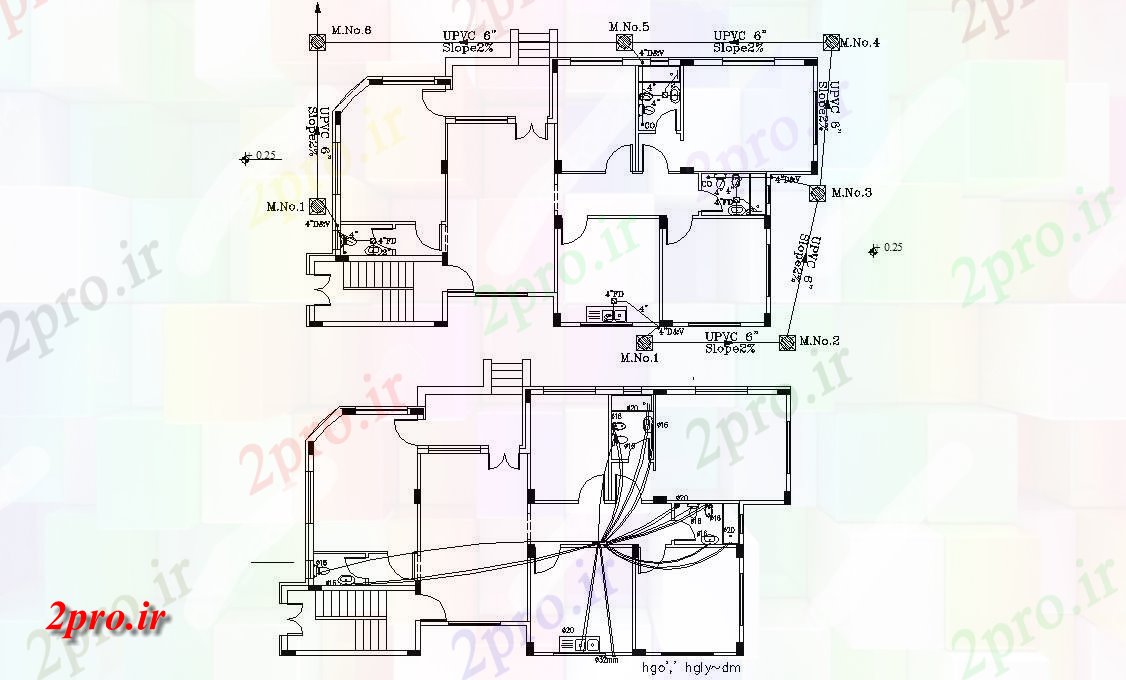 دانلود  نقشه لوله کشی ساختمان   (کد29615)