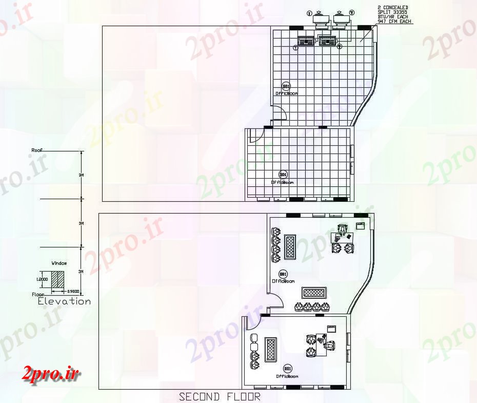 دانلود  نقشه اداری ، دفتر کار ، تجاری 8×13 متر (کد29677)