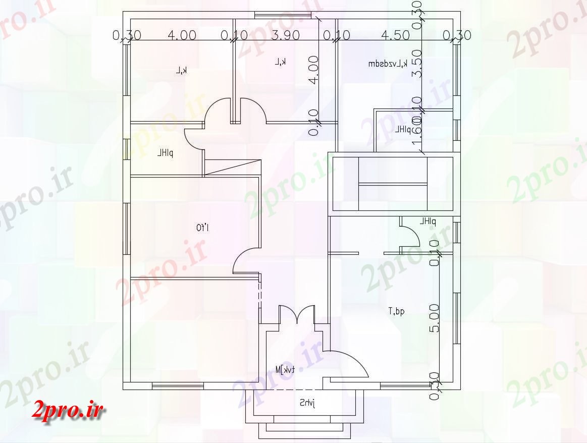 دانلود  نقشه مسکونی ، ویلا ، دوبلکس ، اپارتمان 13×15 متر (کد29701)