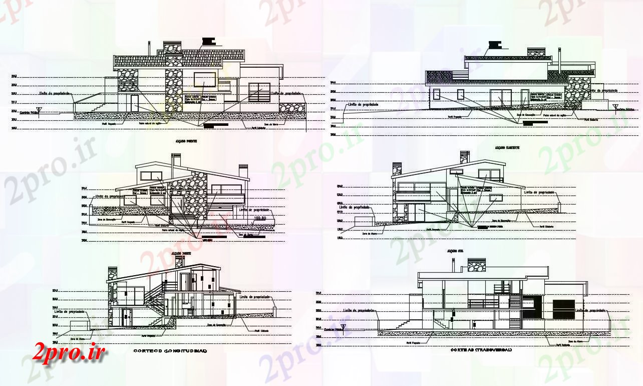 دانلود  نقشه نما مسکونی ، ویلا ، دوبلکس ، اپارتمان   (کد29704)