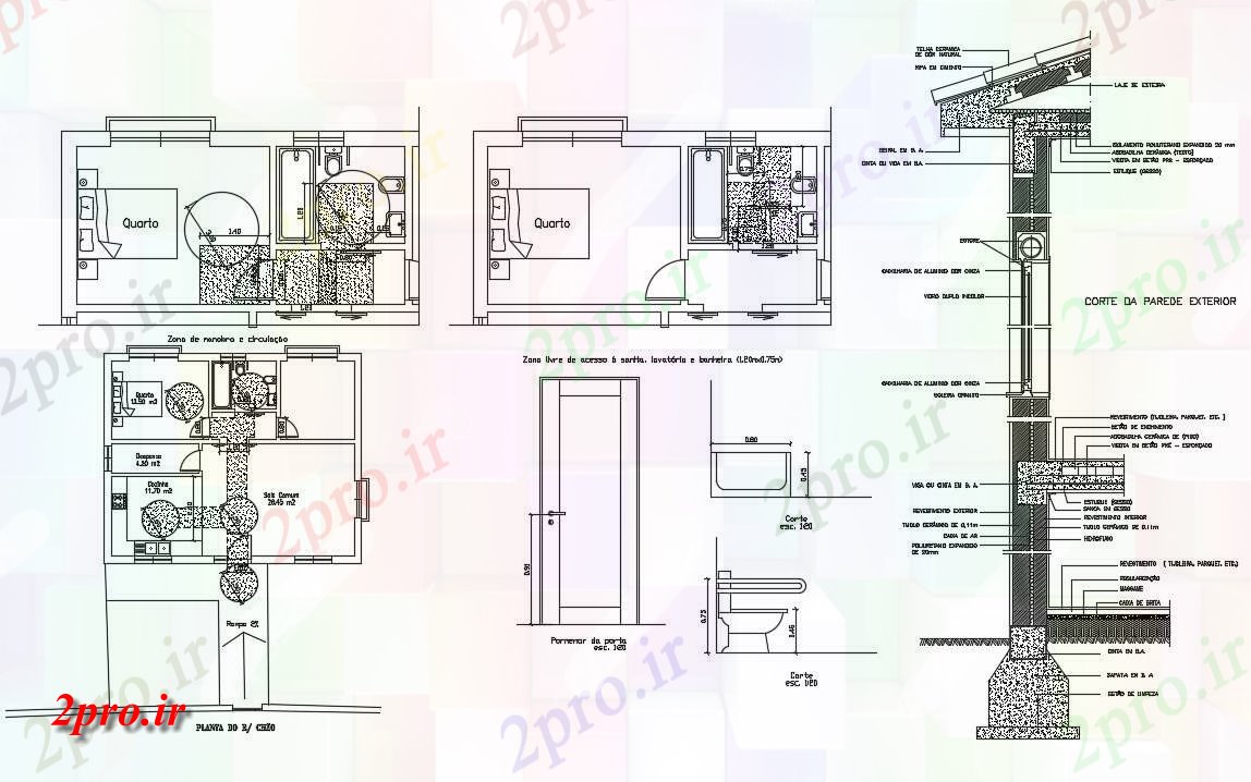 دانلود  نقشه جزییات دیوار  (کد29708)