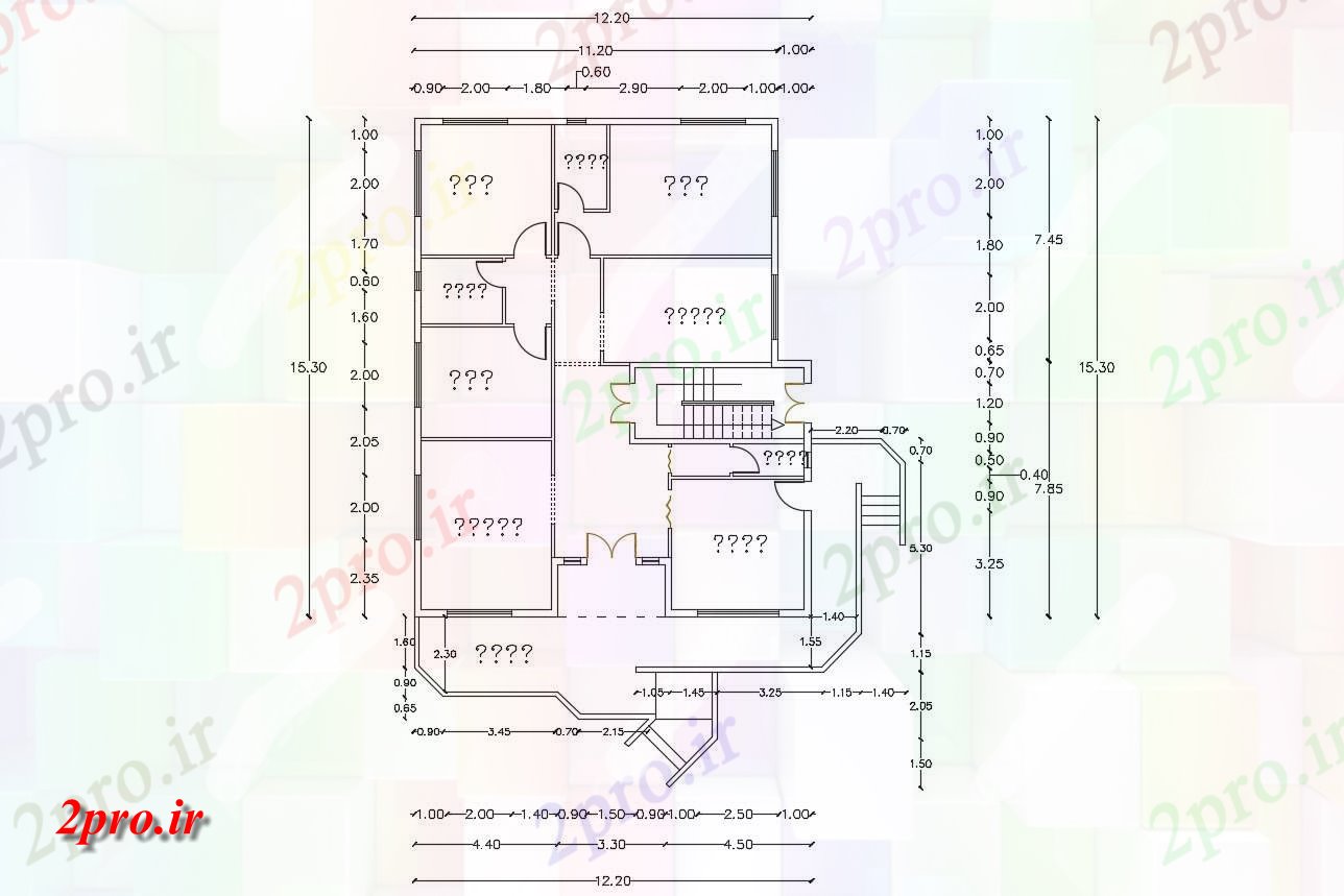 دانلود  نقشه مسکونی ، ویلا ، دوبلکس ، اپارتمان 12×15 متر (کد29725)