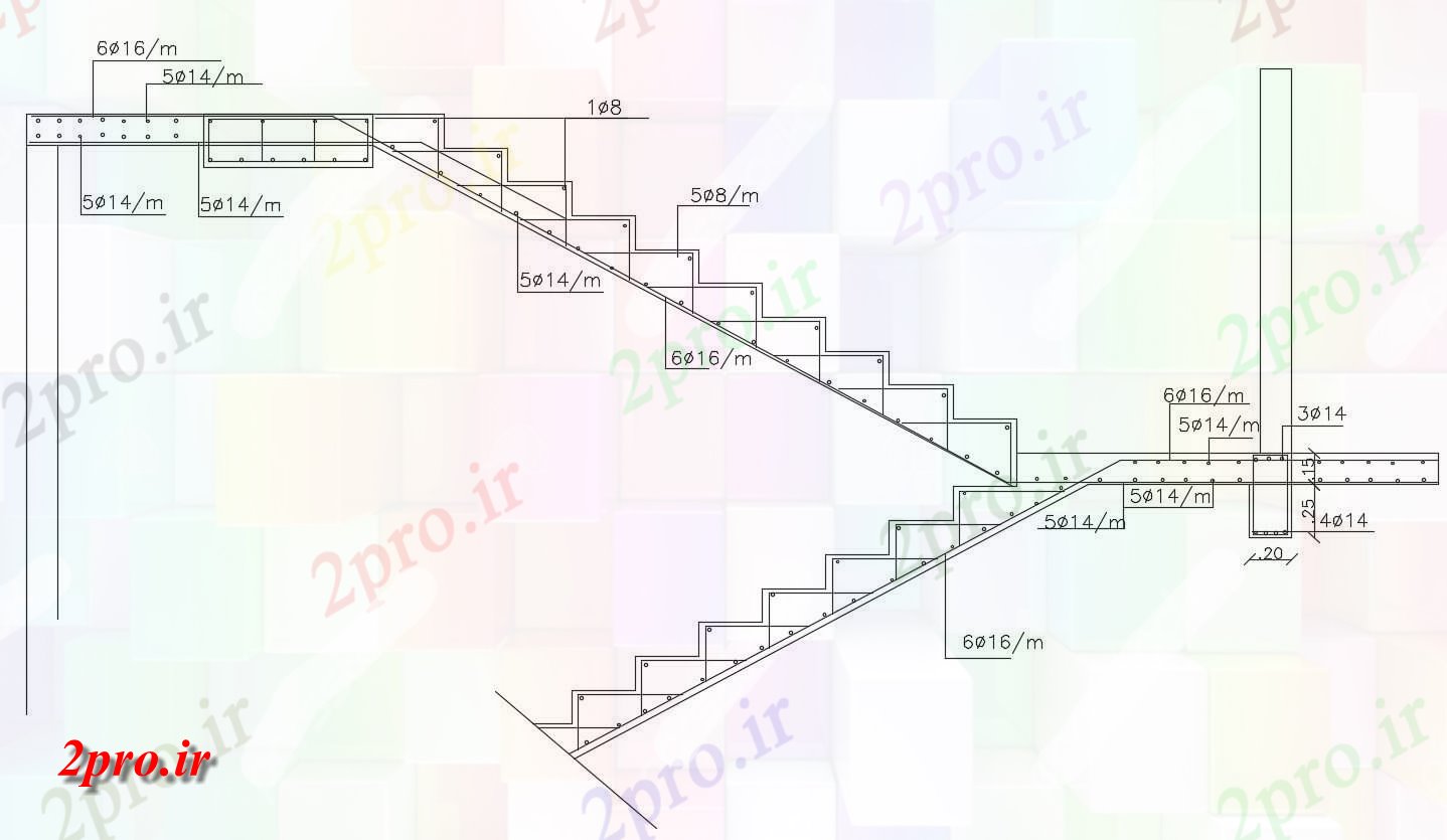 دانلود  نقشه راه پله ، اسانسور ، بالابر ، دستگاه پله   (کد29736)