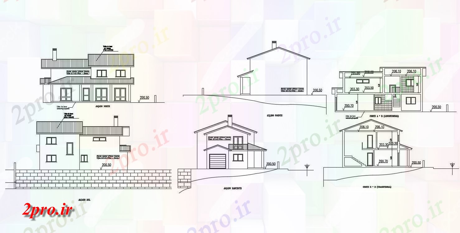 دانلود  نقشه نما و برش ساختمان ، برج ، اپارتمان   (کد29749)