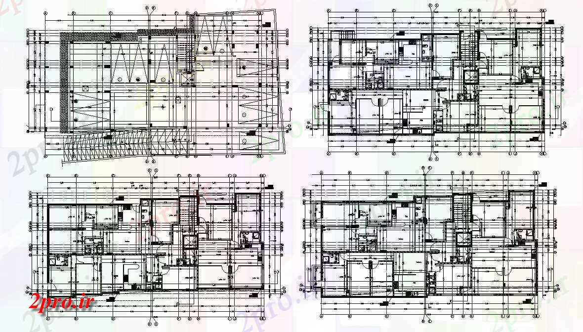 دانلود نقشه معماری 3 BHK آپارتمان خانه طرح کار CAD طراحی 14 در 29 متر (کد29825)