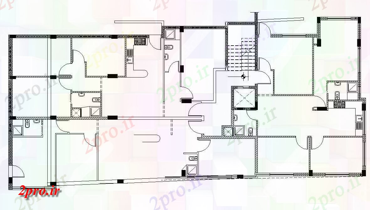 دانلود نقشه 3 BHK آپارتمان خوشه طرح طرح CAD طراحی  (کد29826)