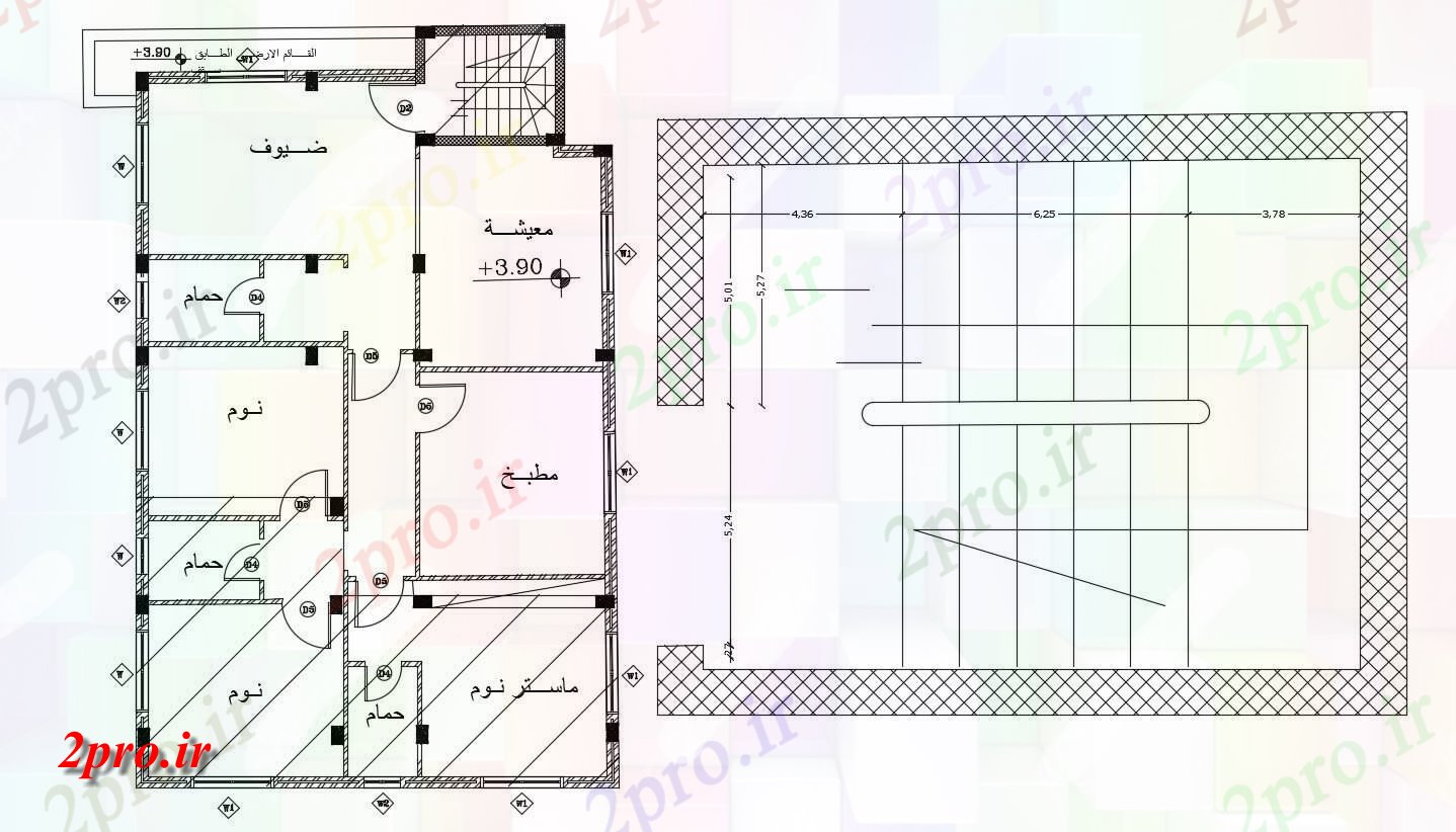 دانلود  نقشه طرح ساختمان با راه پله 12×16 متر (کد29869)