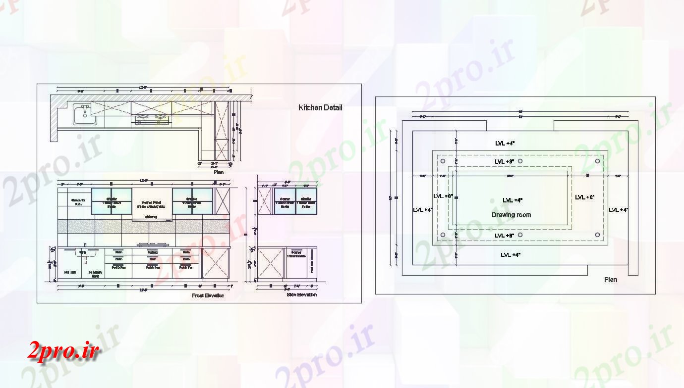 دانلود  نقشه طراحی سقف آشپزخانه   (کد29942)