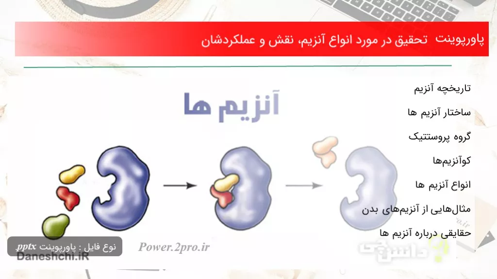 دانلود پاورپوینت تحقیق در مورد انواع آنزیم، نقش و عملکردشان - کد100195