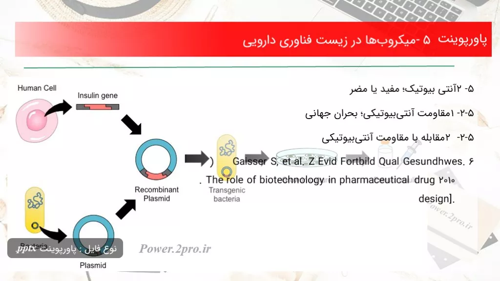 دانلود پاورپوینت 5- میکروب‌ها در زیست فناوری دارویی - کد102334