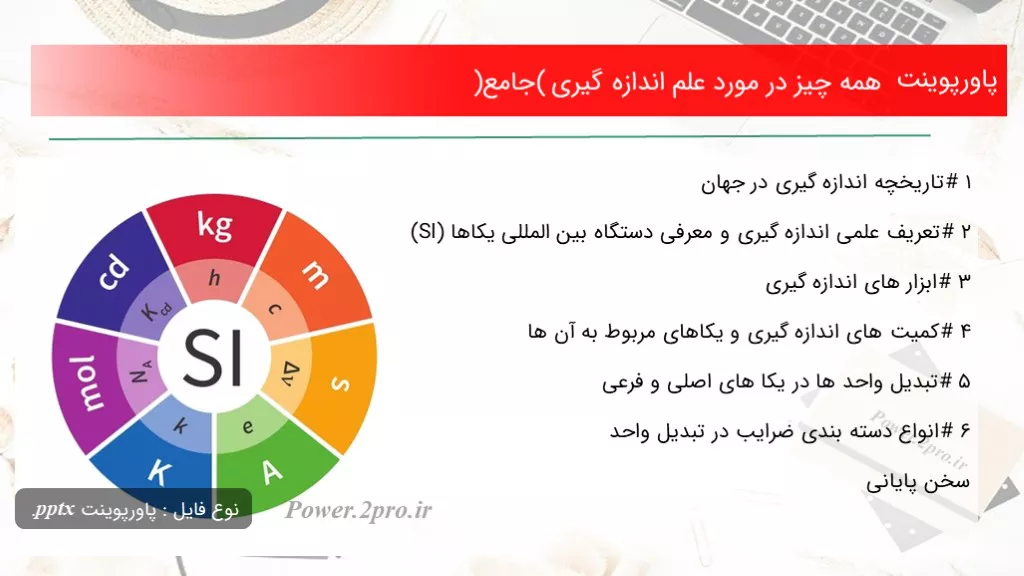 دانلود پاورپوینت همه موارد در ضمینه علم اندازه گیری (جامع) - کد103243