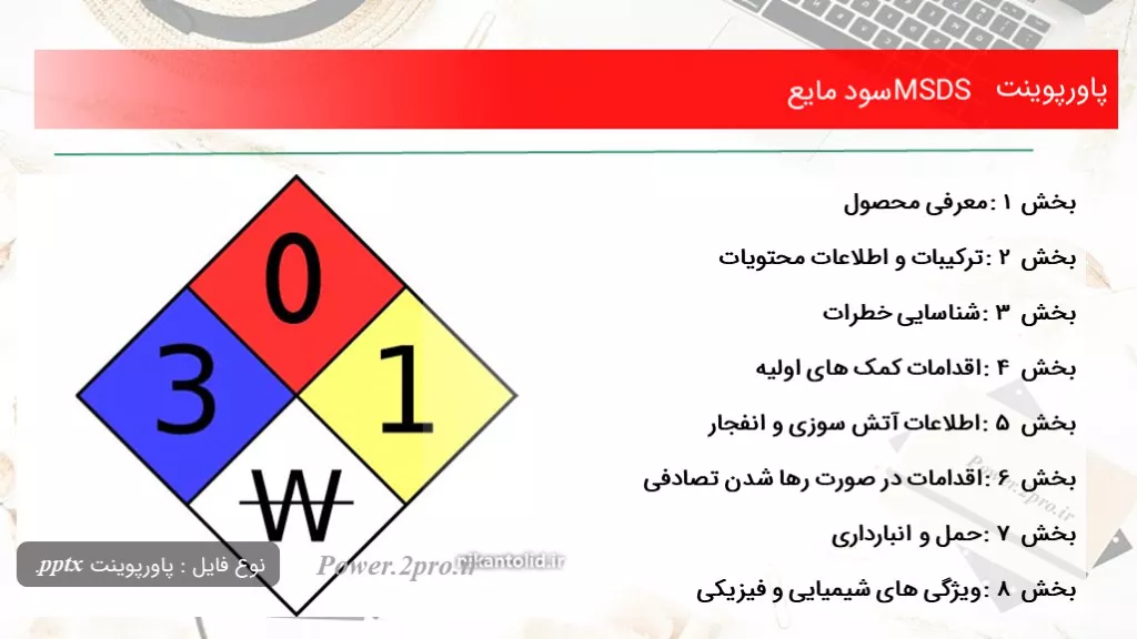 دانلود پاورپوینت MSDS سود مایع - کد103520