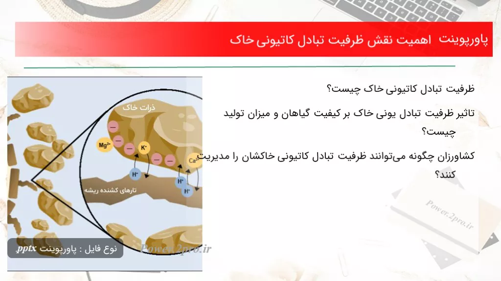 دانلود پاورپوینت اهمیت نقش ظرفیت تبادل کاتیونی خاک - کد104101