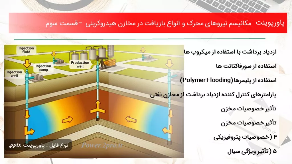 دانلود پاورپوینت مکانیسم نیروهای محرک و انواع بازیافت در مخازن هیدروکربنی – قسمت سوم - کد106087