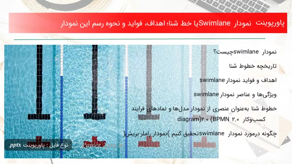 دانلود پاورپوینت نمودار Swimlane یا خط شنا؛ اهداف، فواید و نحوه رسم این نمودار - کد107307