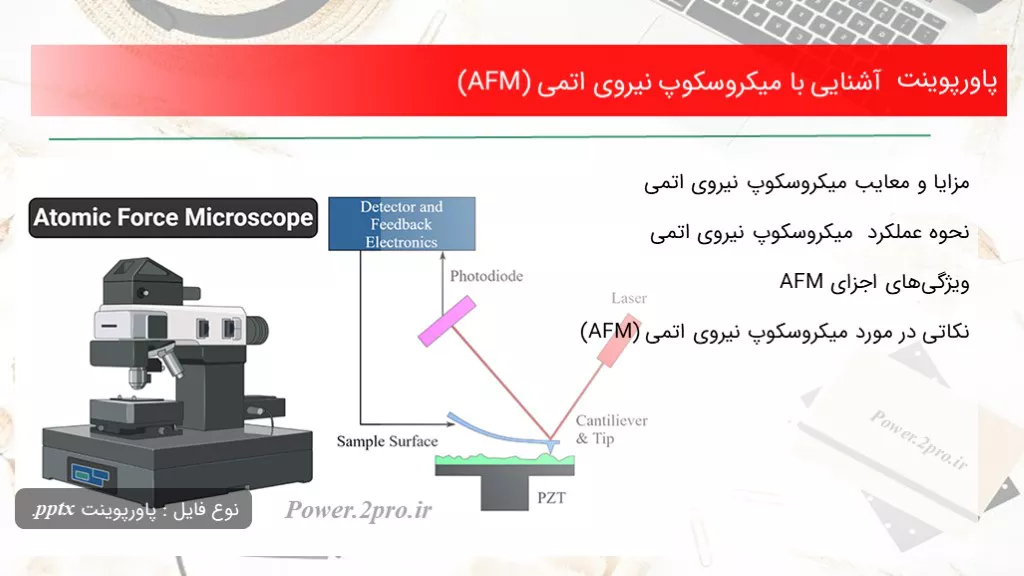 دانلود پاورپوینت آشنا شدن با با میکروسکوپ نیروی اتمی (AFM) - کد113529