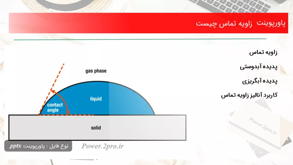 دانلود پاورپوینت زاویه تماس چه چیزی است - کد113613