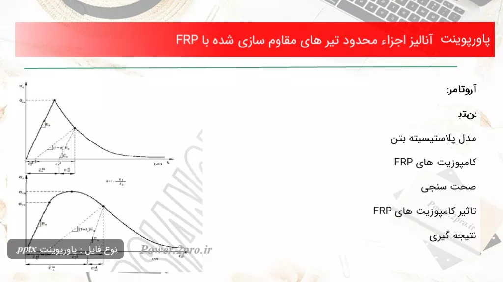 دانلود پاورپوینت آنالیز اجزاء محدود تیر های مقاوم سازی شده با FRP - کد114620