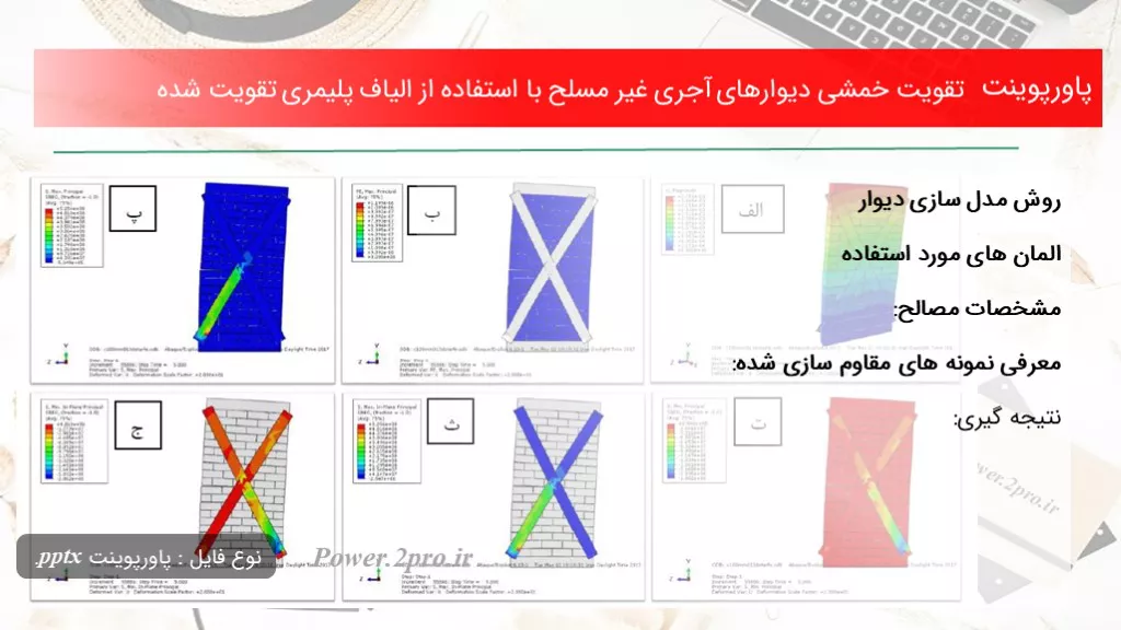 دانلود پاورپوینت تقویت خمشی دیوارهای آجری غیر مسلح با  کاربرد از الیاف پلیمری تقویت شده - کد114759