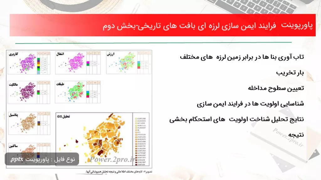 دانلود پاورپوینت فرایند ایمن سازی لرزه ای بافت های تاریخی-بخش دوم - کد114848