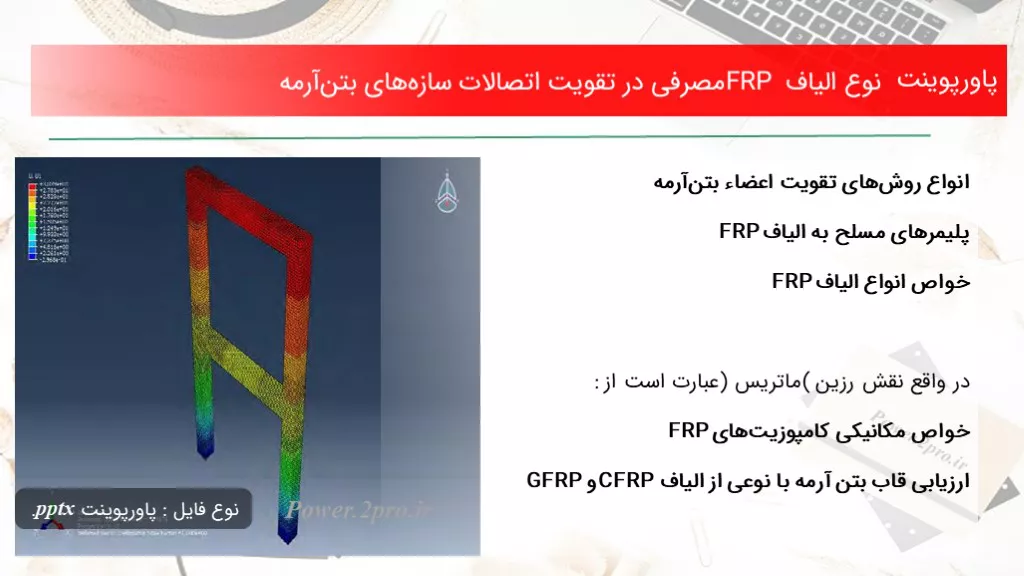 دانلود پاورپوینت نوع الیاف FRP مصرفی در تقویت اتصالات سازه‌های بتن‌آرمه - کد114922