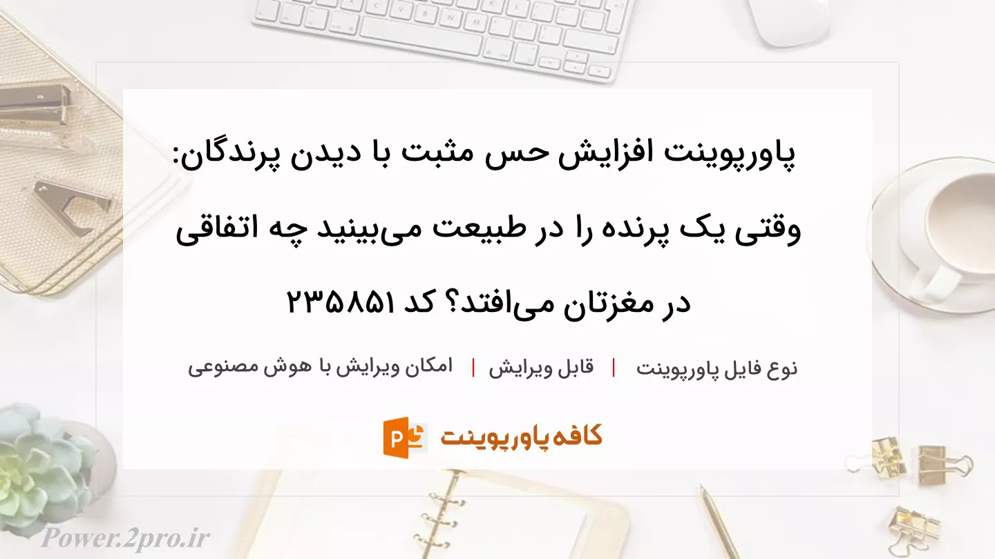 دانلود پاورپوینت افزایش حس مثبت با دیدن پرندگان: وقتی یک پرنده را در طبیعت می‌بینید چه اتفاقی در مغزتان می‌افتد؟ کد 235851