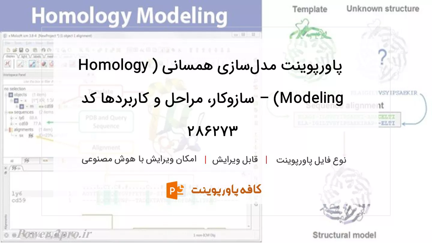 دانلود پاورپوینت مدل‌سازی همسانی (Homology Modeling) – سازوکار، مراحل و کاربردها کد 286273