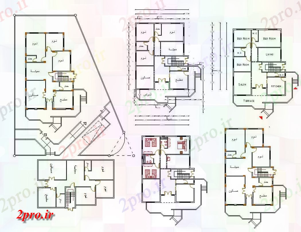 دانلود  نقشه مسکونی ، ویلا ، دوبلکس ، اپارتمان 12×15 متر (کد30017)