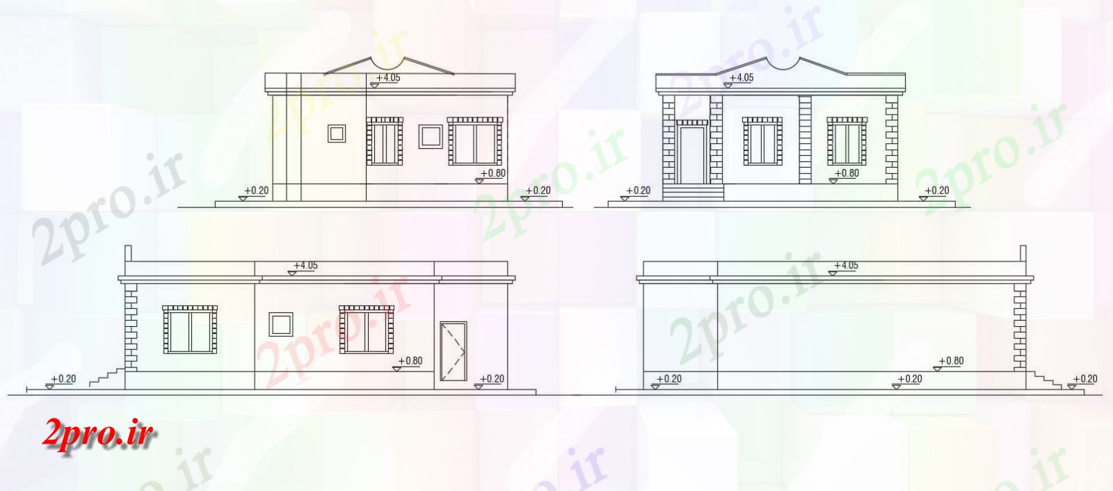 دانلود  نقشه نما و برش ساختمان ، برج ، اپارتمان   (کد30055)