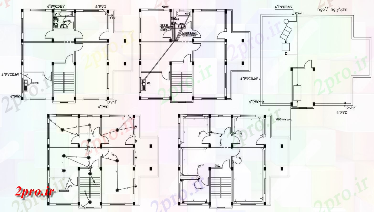 دانلود  نقشه مسکونی ، ویلا ، دوبلکس ، اپارتمان 12×14 متر (کد30062)