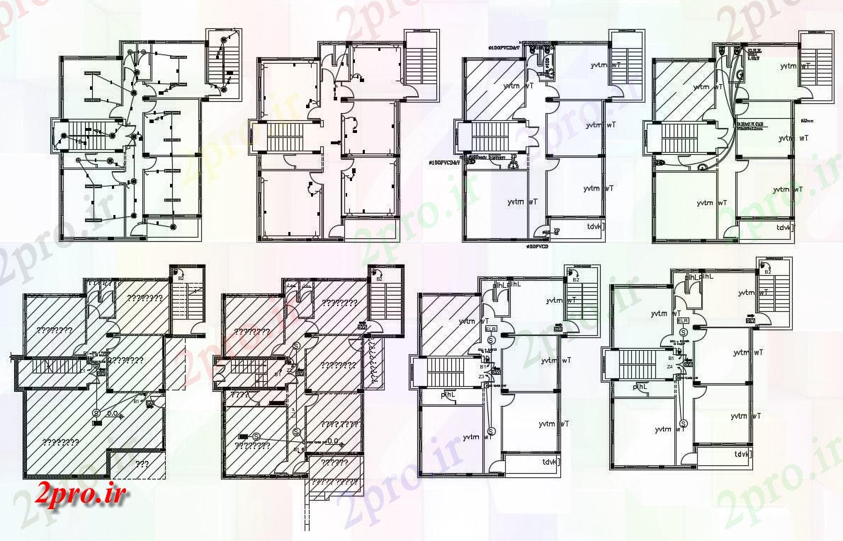 دانلود  نقشه مسکونی ، ویلا ، دوبلکس ، اپارتمان 13×16 متر (کد30095)