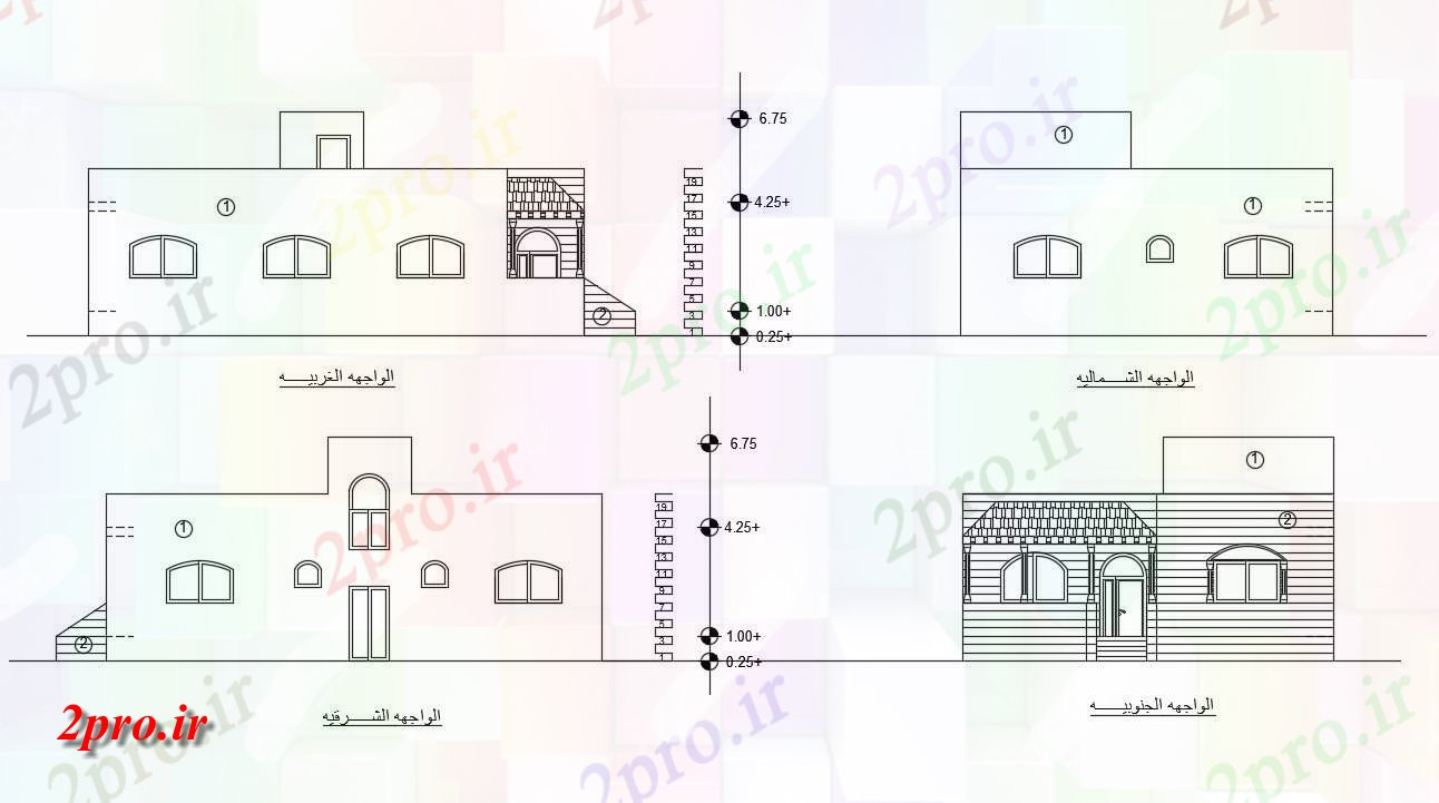 دانلود  نقشه نما و برش ساختمان ، برج ، اپارتمان   (کد30113)